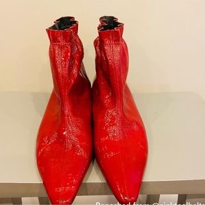 Zara Red Patent Leather Booties